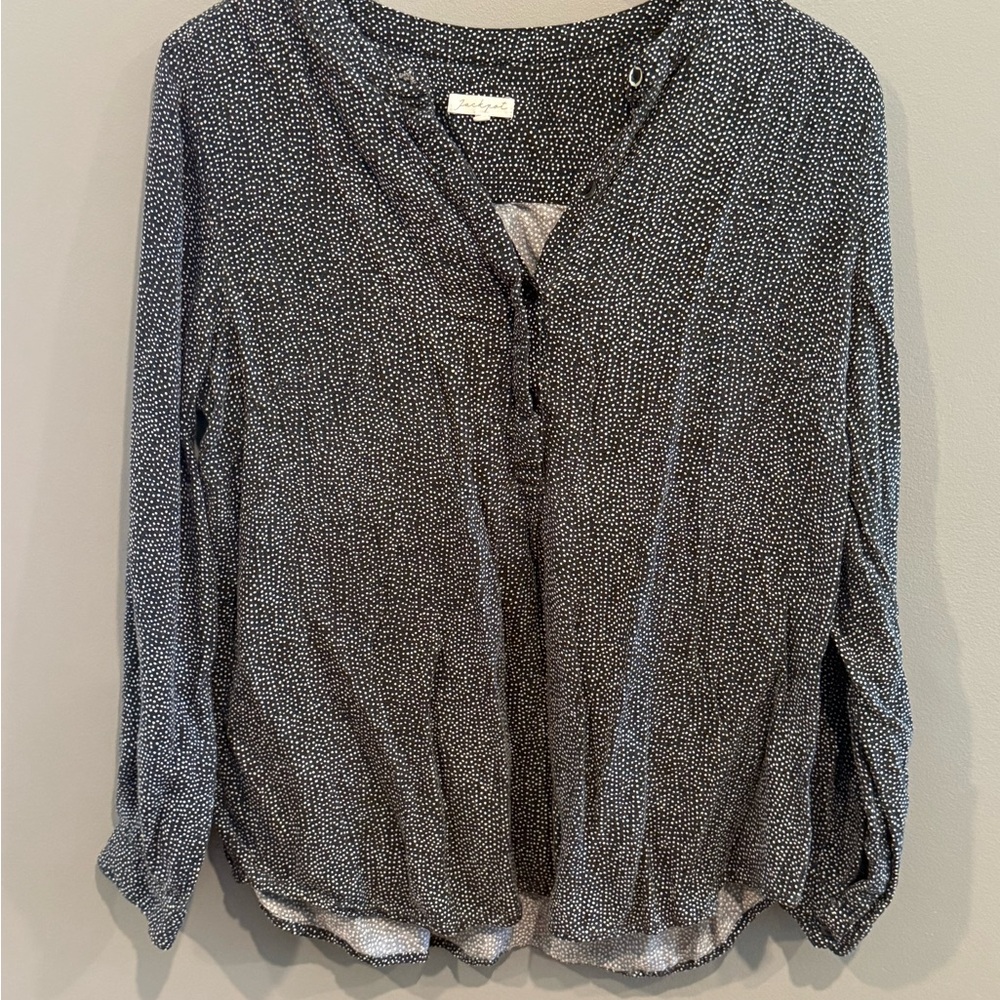 *GENTLY WORN* Women's Jackpot Size 40 3/4 Button-Up Polka Dot Blouse